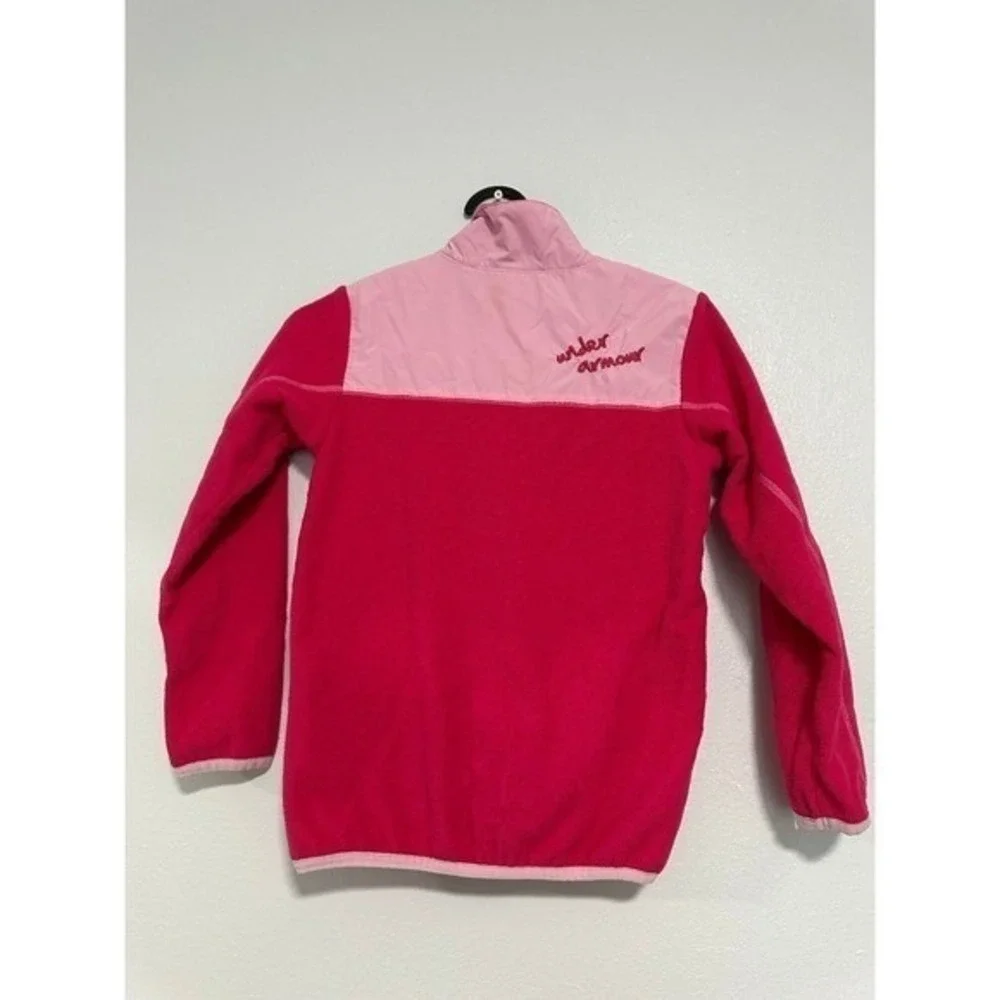 Under Armour Kids Fleece Jacket Pink Red Full Zip Athletic Cold Gear Size XS